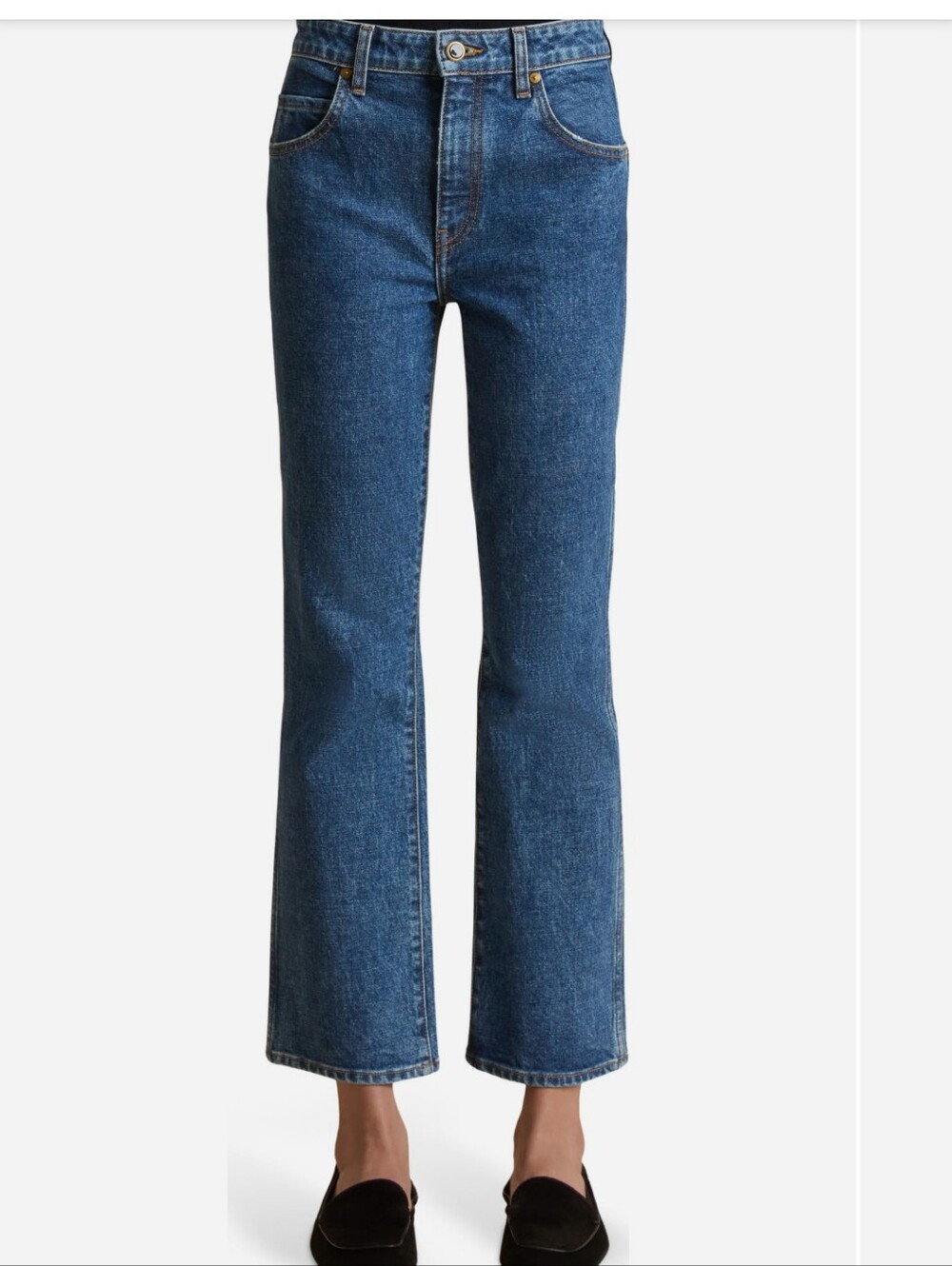 KHAITE VIVIAN JEANS Straight-Leg Jeans in Medium Wash Blue